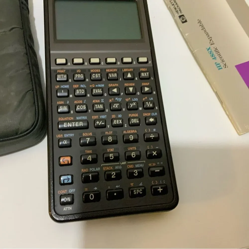 Vintage Hewlett Packard HP 48SX Graphing Calculator HP soft case and manual